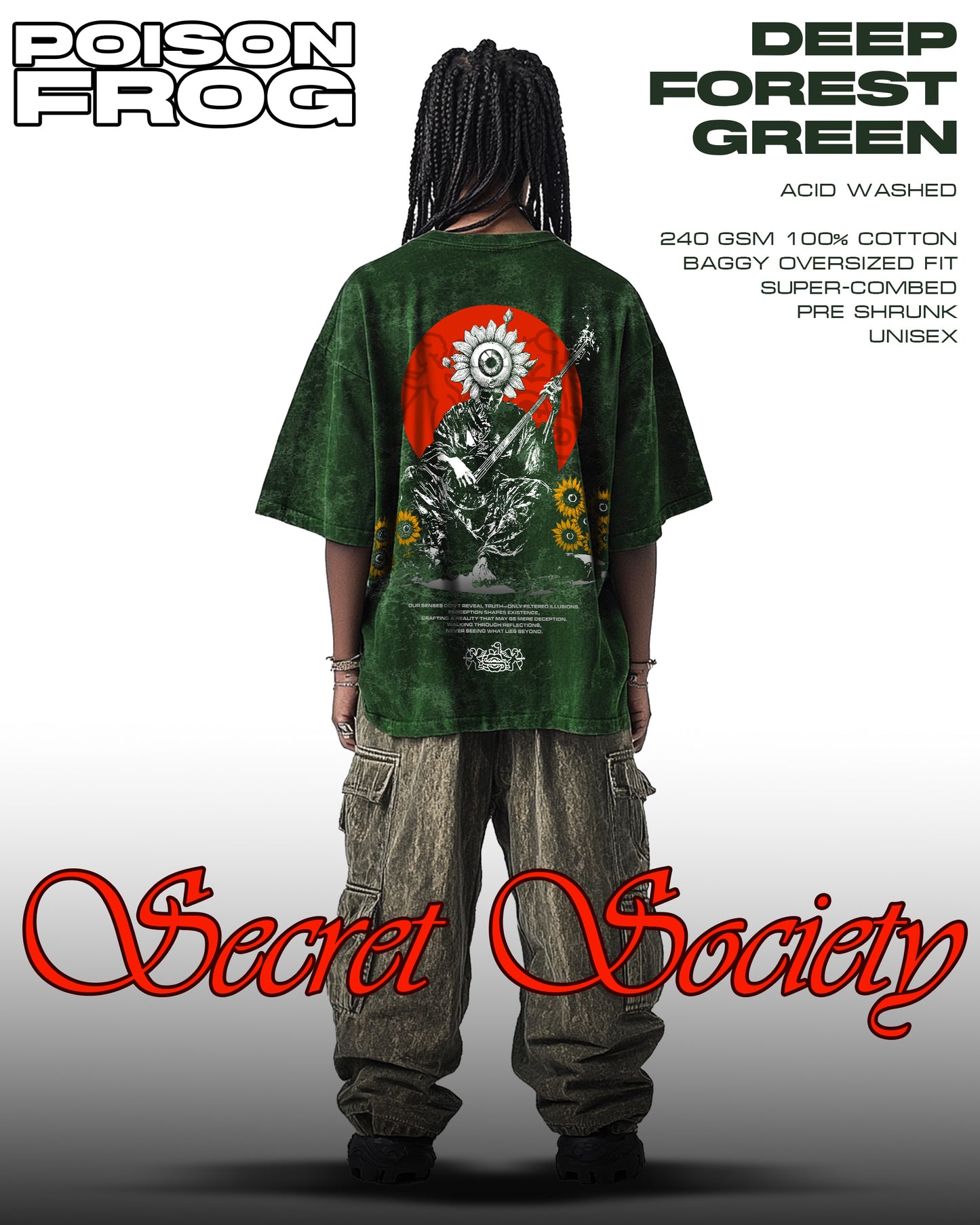 BHIMPALASI GREEN ACIDWASHED OVERSIZED TEE